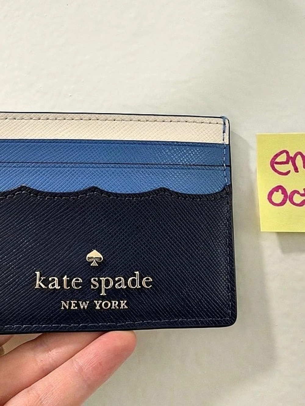 Kate Spade Pinch Me Crab Small Slim Card Holder Blue & Black
